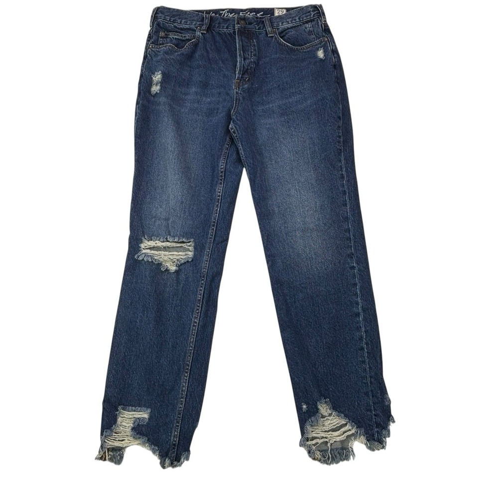 We The Free Free People Button Fly Distressed Women's Size‎ 29 High-Rise Jeans